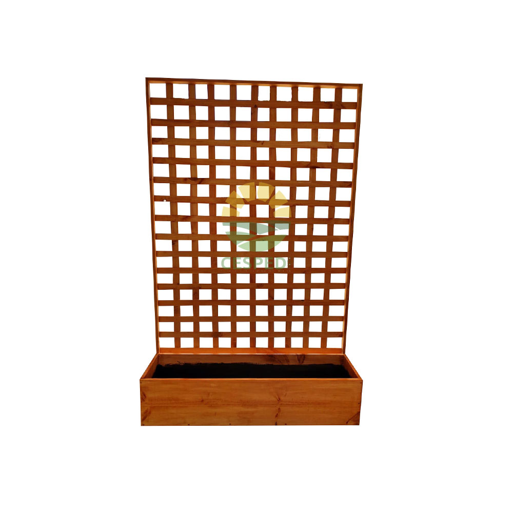 Separador de ambiente de madera con jardinera